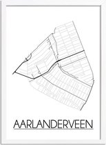 Aarlanderveen Plattegrond poster A4 + Fotolijst Wit (21x29,7cm) - DesignClaud