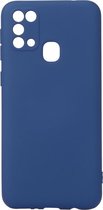 Shop4 - Samsung Galaxy M31 Hoesje - Zachte Back Case Mat Donker Blauw