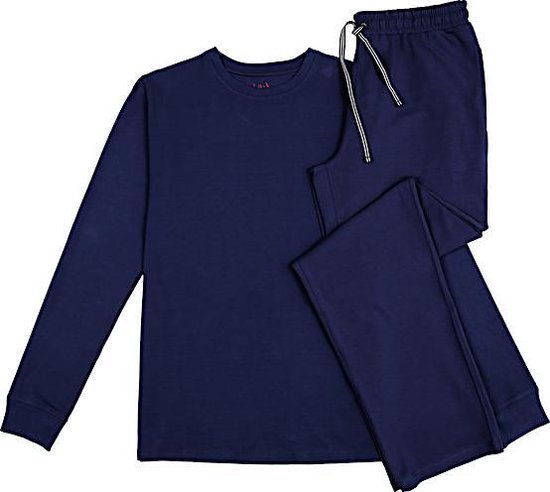 La-V pyjamaset basic voor heren  Donkerblauw  XXL