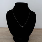 Yoonz - ketting - palmboom - zwart kleurig - stainless steel - 40 cm + 5 cm verlengstuk