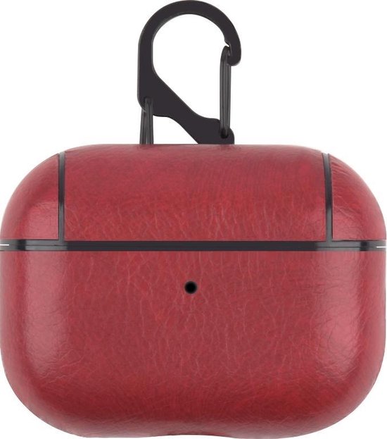 AirPods hoesje van By Qubix - AirPods Pro lederen hoesje Pro Leather series - Met bevestigingsclip - Rood