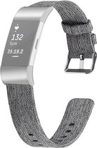 By Qubix - Fitbit Charge 2 Canvas Bandje (Small) - Zwart / Grijs - Fitbit charge bandjes