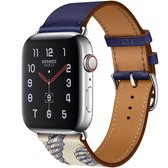 Apple watch leren bandje van By Qubix - Blauw - Geschikt voor alle 38 en 40mm Apple watches  - Van hoge kwaliteit!