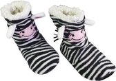 Hoog Model Pantoffel Zebra - Zwart / Wit - Maat 31 / 33 - Pantoffels unisex - Warme pantoffels – Sloffen - Sloffen dames – Winter - Kerst cadeau – Kerstcadeau – Kerst – Sinterklaas – Cadeau -  Mode – Warm - Cozy