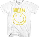Nirvana Kinder Tshirt -Kids tm 6 jaar- Yellow Smiley Wit