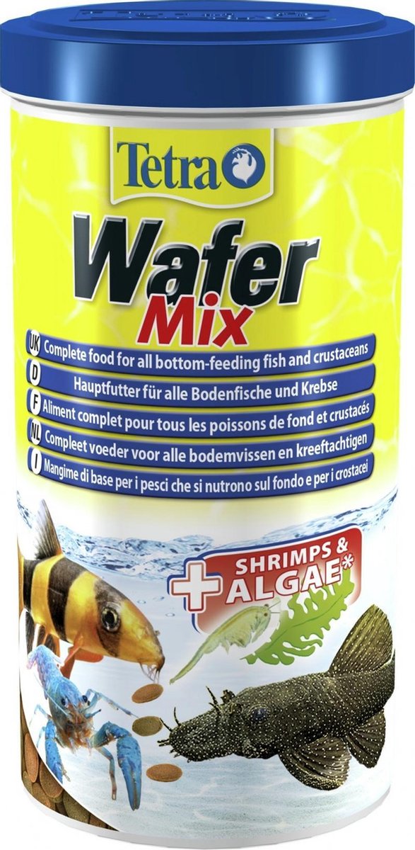 Visvoer van Tetra - Wafer Mix Hoofdvoedermix voor bodembewoners - 1 Liter verpakking