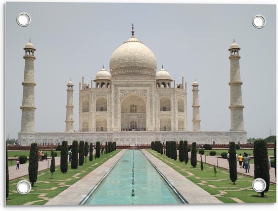 Tuinposter – Taj Mahal in India - 40x30cm Foto op Tuinposter  (wanddecoratie voor buiten en binnen)