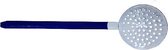 Emaille schuimspaan wit blauw lengte 39 cm Ø 10 cm