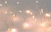 2x Draadverlichting zilver met warm witte LED lampjes 2 meter op batterijen met timer - Kerstverlichting lichtsnoeren