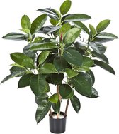Kunstplant Ficus elastica op stam met groen blad 120 cm hoog