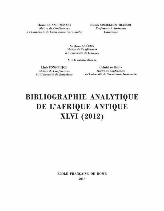 Bibliographie analytique de l’Afrique antique (BAAA) - Bib ... - cover