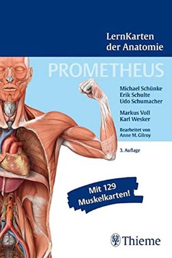 Boekomslag PROMETHEUS LernKarten der Anatomie met anatomische tekening van het menselijk lichaam.