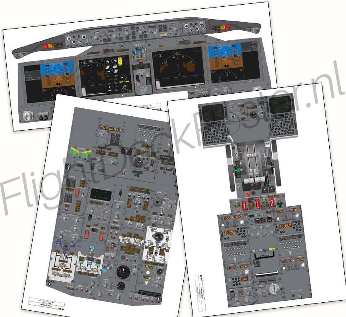 Boeing 737 - 7/8/9/10 MAX - Triple-A (elk instrument panel op een eigen poster) FlightDeckPoster / Cockpitposter / Cockpit poster / Cockpit mockup