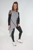 La Pèra T-Shirt A-symmetrisch Design Dames Blouse zwart/wit - Maat L