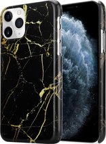 Amazing Black Marmer geschikt voor Apple iPhone 12 / 12 Pro - 6.1 inch hoesje - zwart