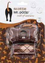 Mr.POOP SCOTTIE - Houder bruin + 2 Rolletjes zakjes met motief