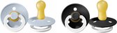 BIBS Fopspeen - Set van 2 - Glow in the dark Baby Blue, Black - 0-6 Maanden