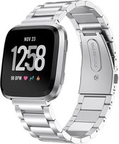 Q-DESYN Fitbit Versa 2 bandje - RVS - Zilver - Inclusief Tool