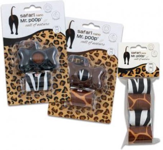 Mr. Poop - Mr. Poop - Poepzakjes En -houders - Mr. Poop Safari Nano Houder + 2 Rolletjes - Zwart 31/0057 - 175979 - 1pce