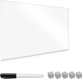 Magneetbord van glas, 60 x 40 cm, magnetisch bord om op te schrijven, magneetwand in kleur wit inclusief magnetische stift houder