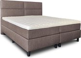 Boxspring Lancome compleet, merk Olympic Life, vlak, 160 x 200 cm, bruin, 18-delig met 4 vlakken motief hoofdbord