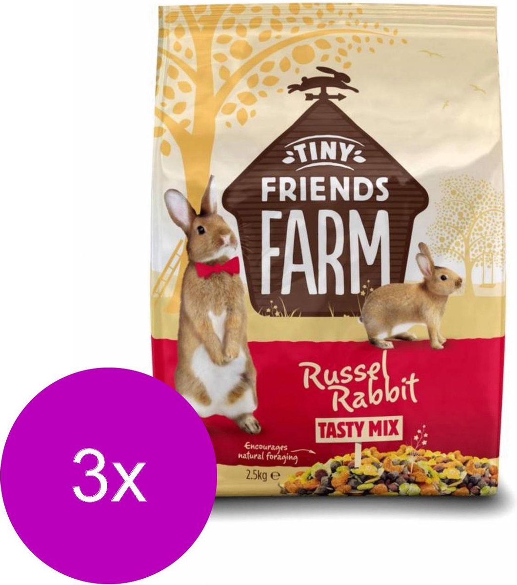 Tiny Friends Farm Russel Rabbit Tasty Mix - Konijnenvoer - 3 x 2.5 kg