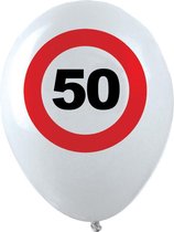 10x stuks Ballonnen 50 jaar verkeersbord versiering, Verjaardag