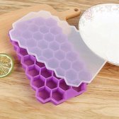 JU&MP Honeycomb IJsblokjesvorm - IJsblokjes - IJsblokjesvorm met Deksel - Paars