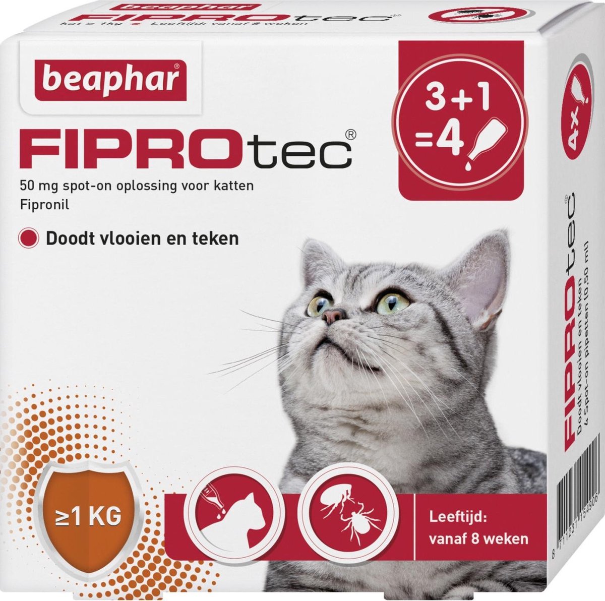 Beaphar Fiprotec Kat Vlooienbestrijding 1 Kg 4 Pipetten Bol Com