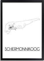 Schiermonnikoog Plattegrond poster A2 + fotolijst zwart (42x59,4cm) - DesignClaud