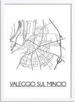 Valeggio sul Mincio Plattegrond poster A4 + fotolijst wit (21x29,7cm) - DesignClaud