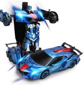 MEWAU 1:12 RC Transforming Car / Robot - Voiture télécommandée 2 en 1 - Perception des gestes - Voiture Jouets - Blauw