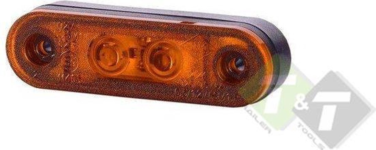 Zijmarkeringslamp, Contourlamp LED, langwerpig plat, 12 tot 24 Volt, Oranje