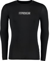 FitProWear Compressieshirt Lange Mouwen  Heren - Zwart - Maat L - Baselayer - Sportshirt - Fitness shirt - Slim Fit Sportshirt - Warmteshirt - Compressie - Stretch shirt - Ondershi