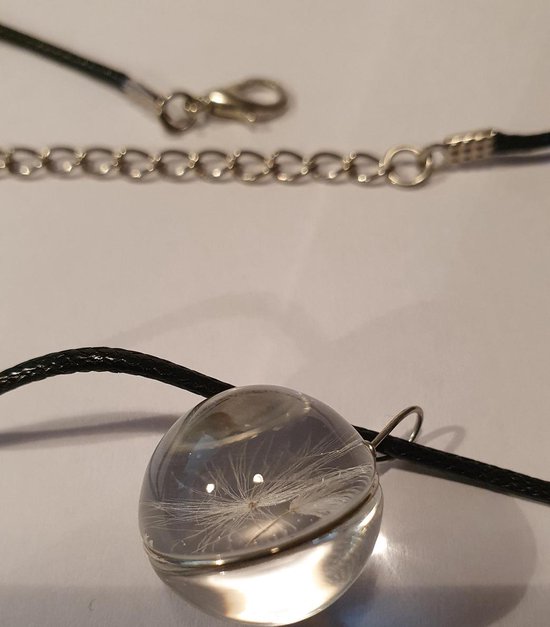 Paardenbloem In Glas Met Engelfiguur - Wensvuller Op Houten Sokkel 12cm Cadeau Voor Mama