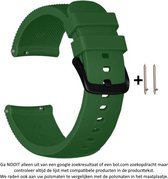 Donker Groen Siliconen Bandje geschikt voor bepaalde 20mm smartwatches van verschillende bekende merken (zie lijst met compatibele modellen in producttekst) - Maat: zie foto – 20 mm green rubber smartwatch strap