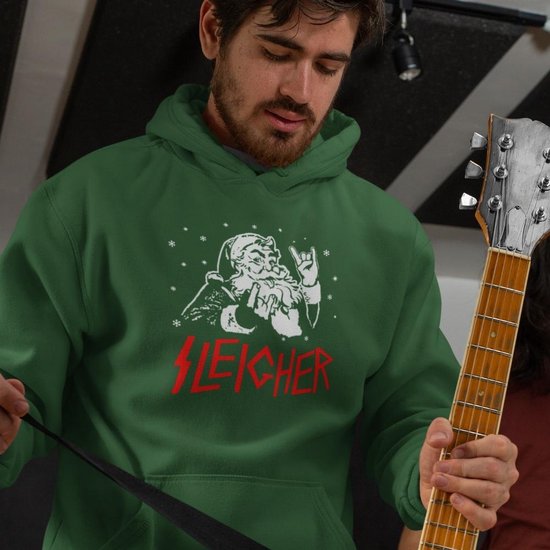 Foute Kerst Hoodie Premium - Sleigher Kerstman - Maat 2XL - Kerstkleding voor dames & heren