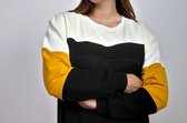 Minimized Pet Sweater - trui met buidel voor kat of ander huisdier - zwart ecru oker - maat XS