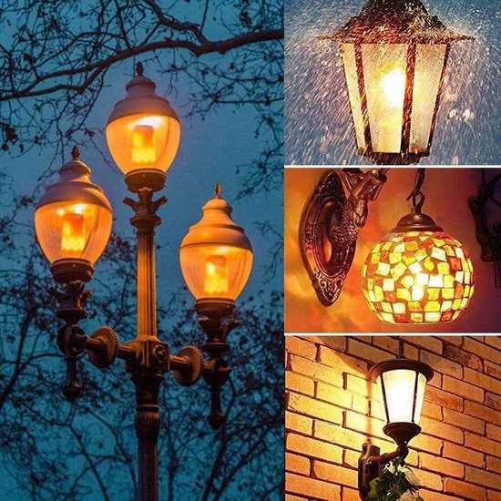 A&K Vlam Sfeer Lamp LED | 7 Watt | E27 Fitting | 108 LEDs | Zeer Realistisch | 4 in 1 Vlam, Standaard, Ademende en Gravity Modus