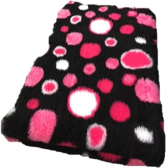 2 Stuks - Vetbed - Dierenmat - Dierenkleed - Hondenkleed - Circles Fuchsia Zwart Wit - latex anti-slip 75 x 50 cm - Machine wasbaar