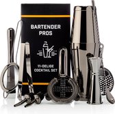 Cocktail Set Bartender Pros™ - Cocktail Shaker - 11-Delige Cocktailset - Boston shaker - Cocktailshaker - Zwart - RVS