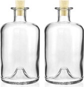 2 x 700ml Apothekersfles - Glazen Apotheker Fles Inclusief Kurk - Geschikt voor likeur, olie, azijn en andere vloeistoffen