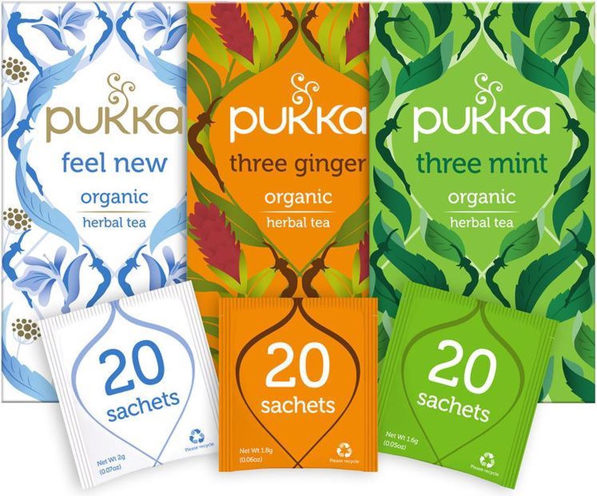 Pukka After Dinner Thee Bundel, 3 blends biologische kruiden thee voor na de maaltijd (3 x 20 zakjes