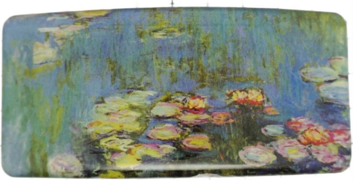 Haarspeld rechthoek 8 cm, blauwe waterlelies Claude Monet