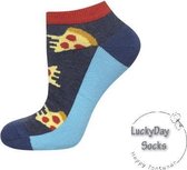 Verjaardag cadeau - Pizza Sokken - Pizza Sneaker - Wijn - Sokken - Sneaker - Leuke sokken - Vrolijke sokken - Luckyday Socks - Sokken met tekst - Aparte Sokken - Socks waar je Happ