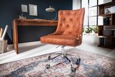Chaise de bureau Chesterfield avec rivets décoratifs Chaise pivotante vintage marron clair avec accoudoirs