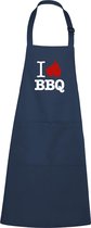 mijncadeautje - luxe keukenschort - I love BBQ - navy / blauw