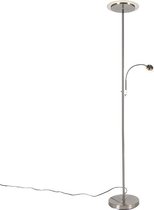 QAZQA chala - Moderne LED Vloerlamp | Staande Lamp  met leeslamp - 1 lichts - H 1800 mm - Staal -  Woonkamer | Slaapkamer | Keuken