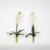 2 x Kunstbloemen - Witte Zijden Orchidee met bladeren