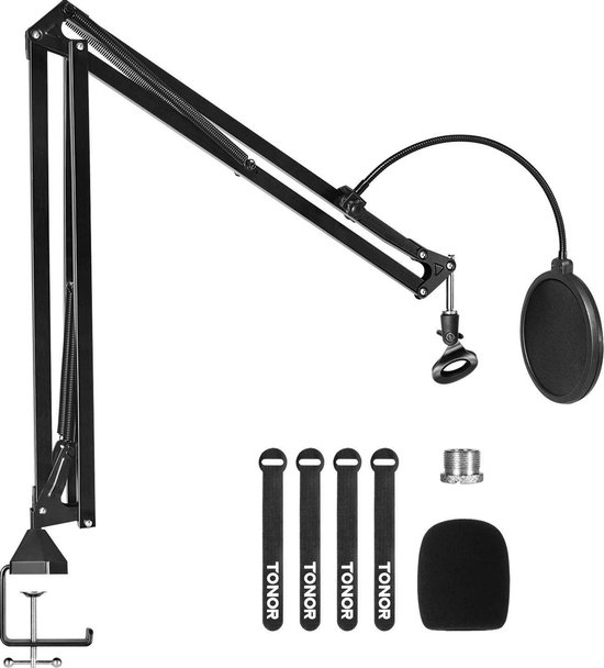 Bras de microphone Tonor® T30 + filtre anti-pop - Studio - avec pince de  table